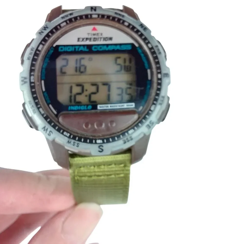 Timex Expedition Digital Compass Indiglo 820 New Band New Battery